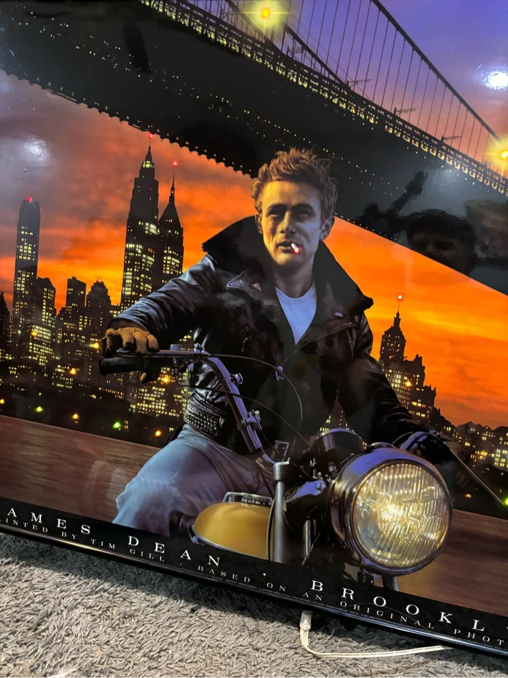 James Dean Brooklyn Nights Framed Wall Art - Orange & Black